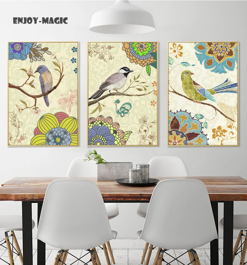 Home Decor холст плакат птица Акварель украшений Wall Art Современные 3 предмета HD картина маслом картина Панель принт B-032
