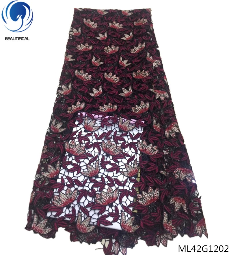 

BEAUTIFICAL african lace materials africa cord lace fabric guipure lace fabric 2019 cheap free shipping online 5yards ML42G12