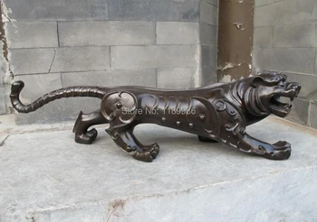 

Huge China Exquisite Pure Bronze Tiger ferocity Money Lucky Feng shui Statue