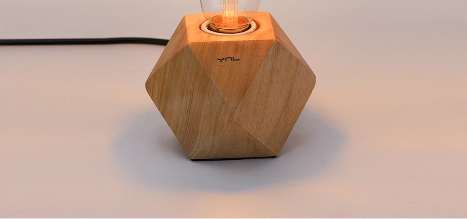 Lâmpada de Mesa Suporte da Lâmpada Luz da Noite Edison Lâmpada Incandescente Cabeceira Café Retro Vintage Diamante Madeira Maciça ue - Eua Plug Ynl E27 19 High Quality Luzes e Iluminação