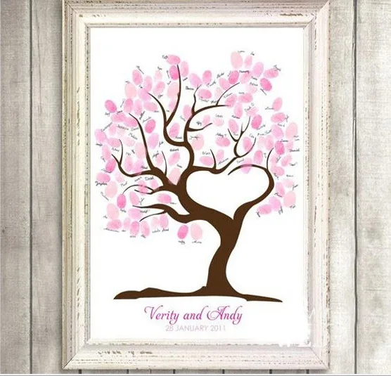 Fingerprint Tree Wedding Guest Book Fingerprint Canvas Painting Wedding