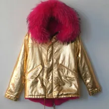 Индивидуальные Элегантные зимние куртки унисекс из натурального меха енота 15 цветов мех внутри mr мех для девушек золотые кожаные пальто