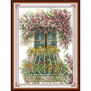 

Window sill flo11CT 14CT DIY Counted Cross Stitch Sets For Needlework Embroidery DMC Cross Stitch Kits Embroidery Needlework Set