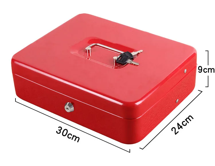 Portable Safes Cash Box Money Drawer Key Lock  Password Lock Safe Lock Tiered Tray Security Storage Box  Size 30 x 24 x 9cm (2)
