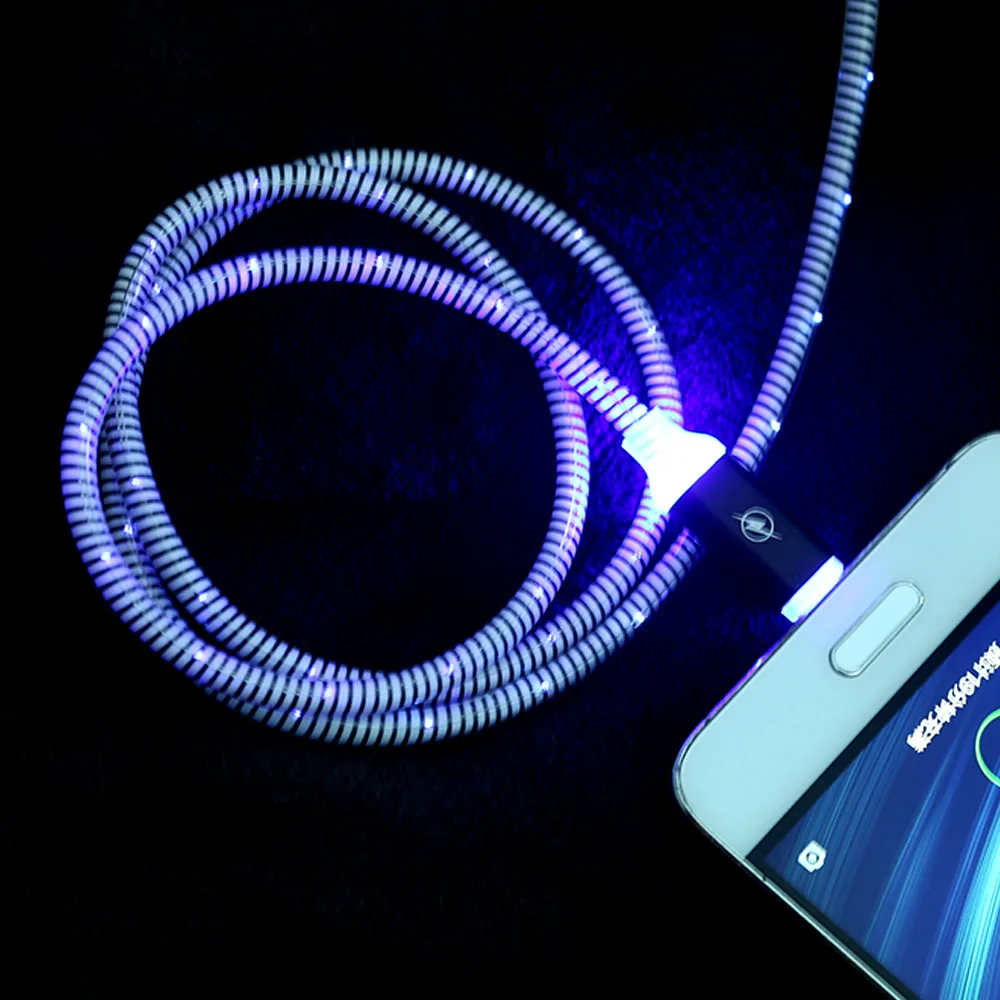 

1PC New Hot USB Type-C Glow LED Light Flashing Metal Alloy Data Sync Fast Charging Cable Data Wire