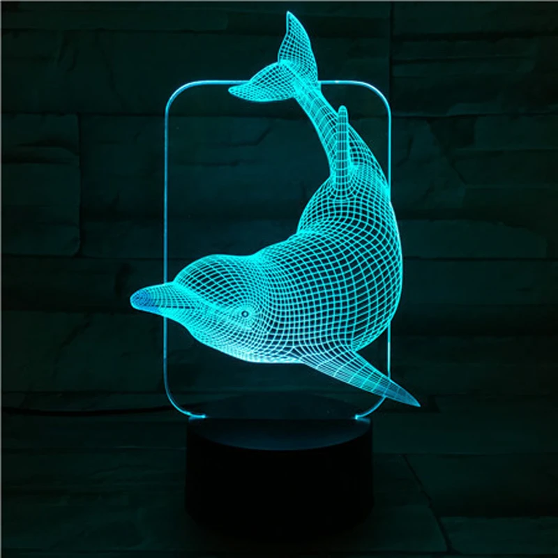 Smart Touch 3D Иллюзия светодиодный ночной Светильник Красочные Изменение дельфины настольная лампа vitage Dragon бар Спальня магазин Декор