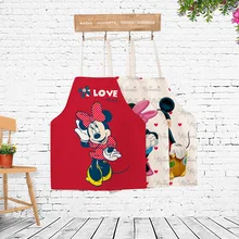 Envío Gratis logo personalizado niños Mickey / Minnie delantal de lino pintura fiesta de cocina delantal de limpieza