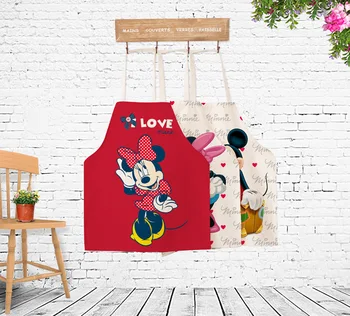

Free shipping custom logo children Mickey / Minnie linen apron painting cooking party cleaning apron