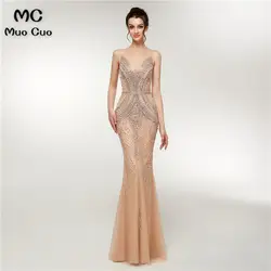 2018 роскоши Русалка Пром платья Длинные бретельках бисером Vestidos de fiesta платье Для Выпускной вечернее платье для Для женщин