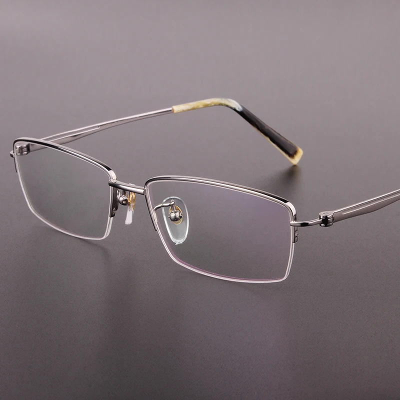 Genuine high end Business men glasses pure titanium Half box frame mens