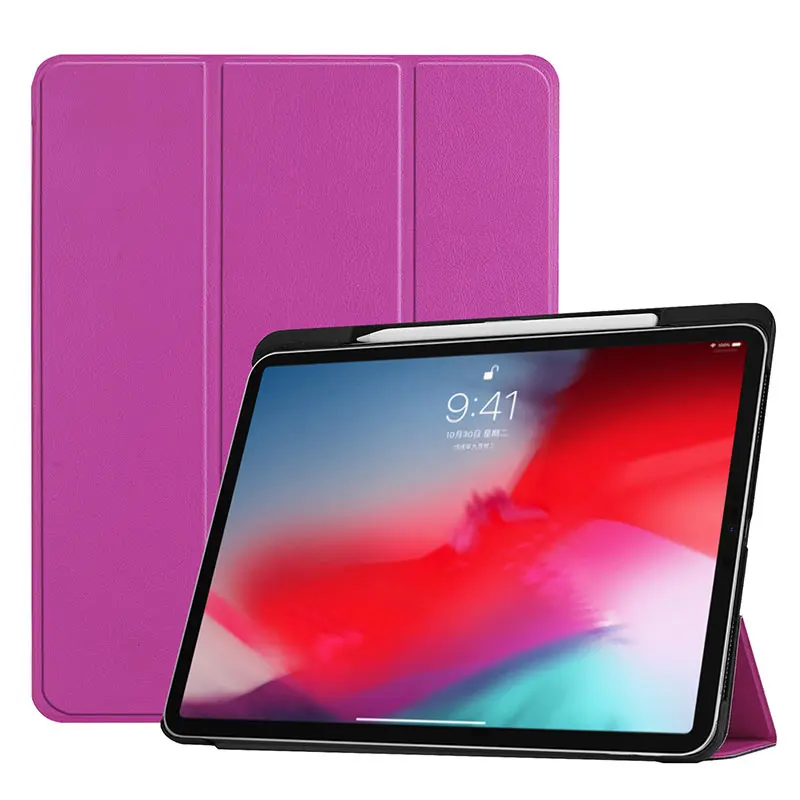 Funda для iPad Pro 11 чехол с карандашом Держатель смарт из искусственной кожи Trifold подставка+ Жесткая задняя крышка из ПК для нового iPad Pro 11 чехол - Цвет: Pro 11-Purple