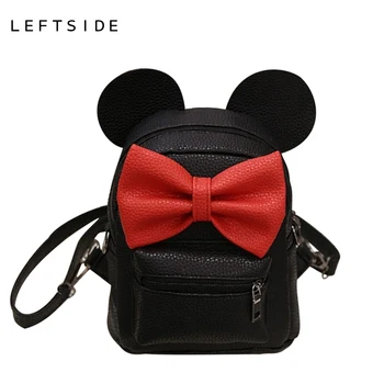 LEFTSIDE 2017 Summer new female bag quality pu leather women bag Cute Animal backpacks ears sweet bow College Wind mini backpack