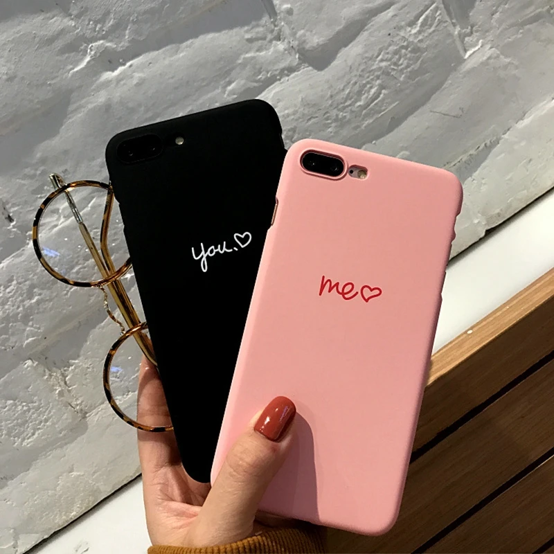 

Simple Heart Shape Lovers PC Hard Phone Case For iphone X 8 7 6S Plus Cover Fundas Coque For iPhone X 8 7 6 6S