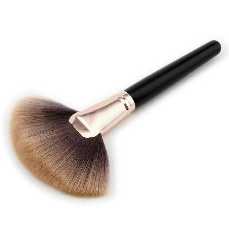 

ELECOOL Brown Large Fan Shape Makeup Brush Makeup Foundation Contour Loose Powder Blush Brush Cosmetic Makeup Tool