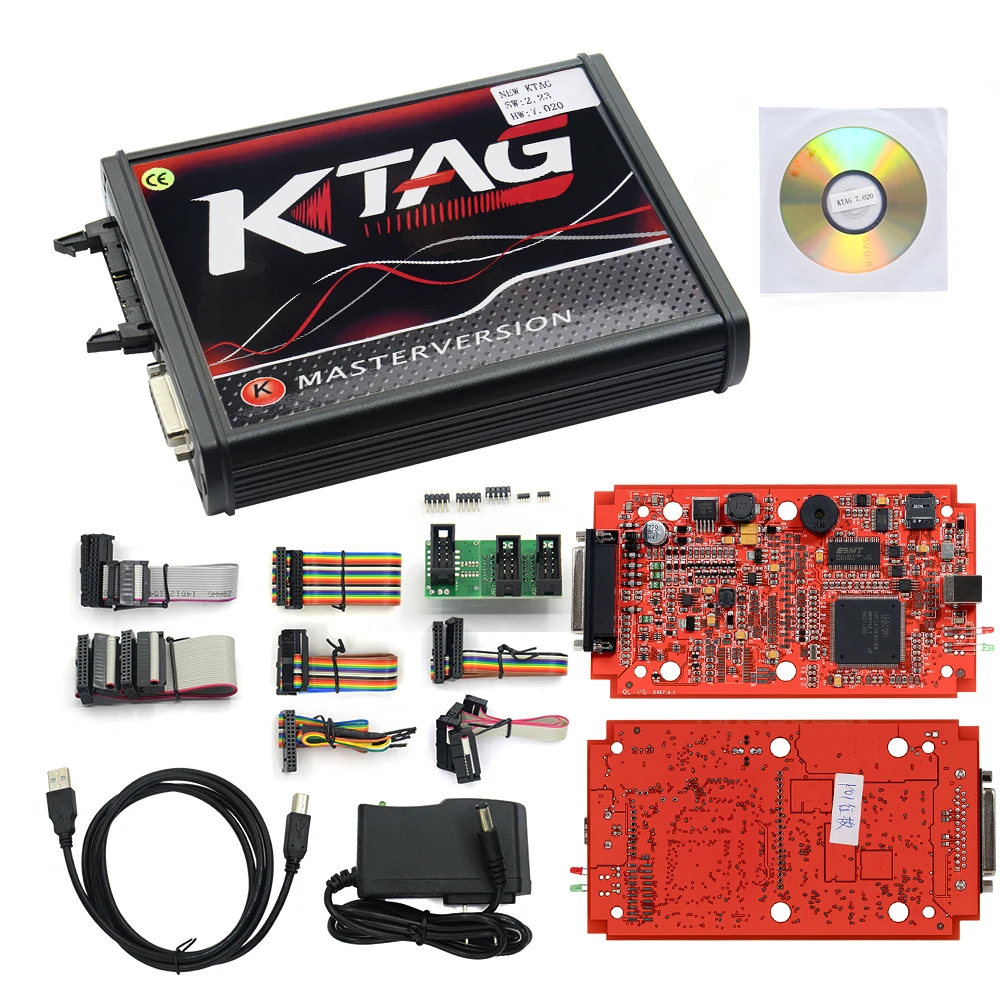 Интернет ЕС красный KESS V2 5,017 V2.47 мастер без знака ktag ecu Программатор V7.020 OBD2 ЭБУ чип Тюнинг менеджер Тюнинг Комплект ktag v7.020