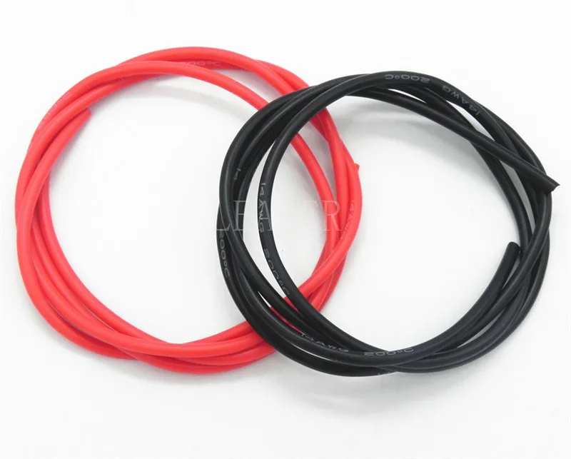 1 метр черный + Красный 12AWG/14AWG высокотемпературный мягкий силиконовый кабель