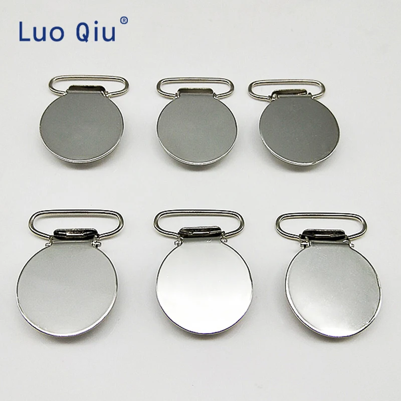 

Luo Qiu5 pcs/lot Round Top Metal Sliver Baby Dummy suspender clips Garment Enamel Round Shape Suspender Clips Holder