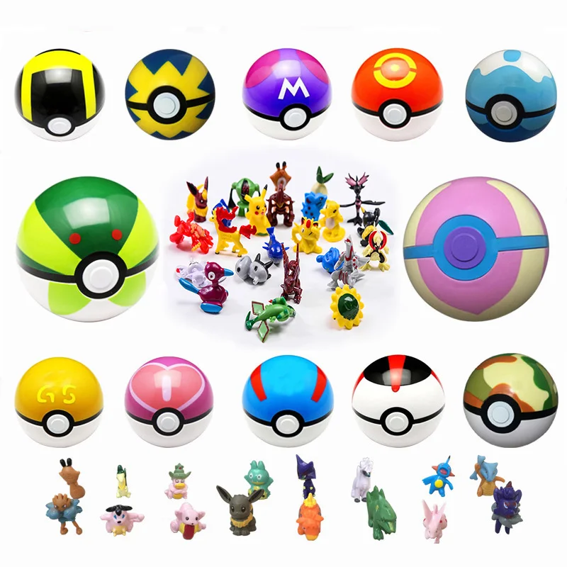 

Multicolor PokeBall Set Toys Pet pokebolas Poke Action Figure Pikachu Charmander Squirtle Charizard figure Stickers Game Ball