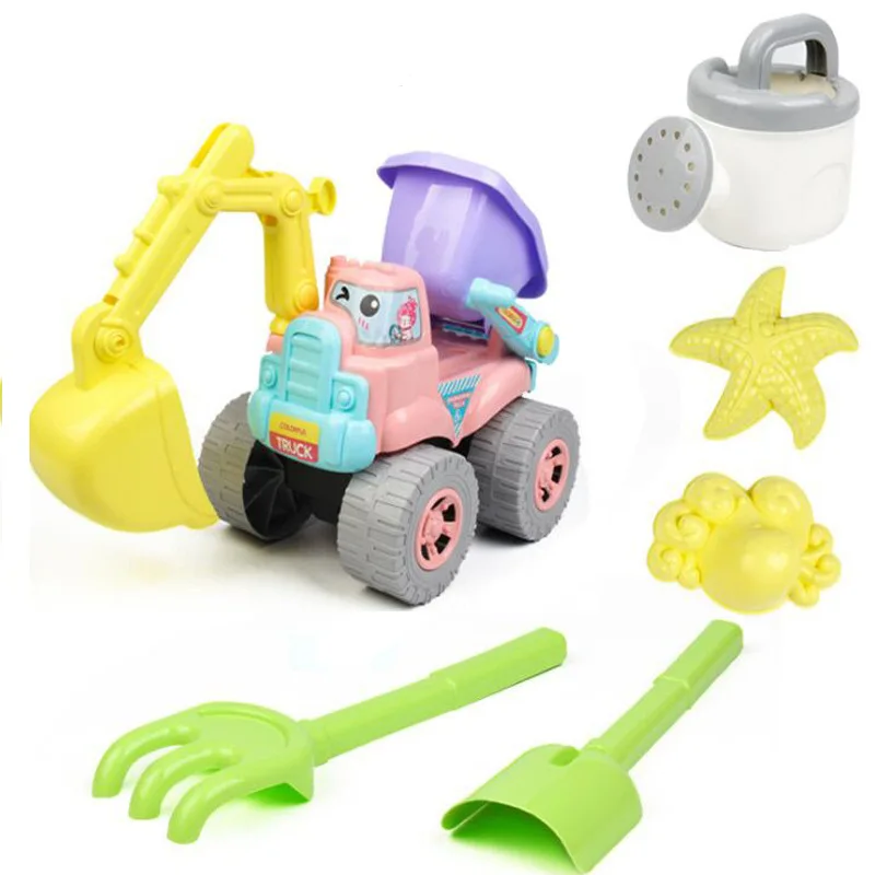 Детский пляжный большой пляжный игрушечный автомобиль, скользящий макарон, инженерный автомобиль, 6 шт., набор, имитация снега, автомобиль