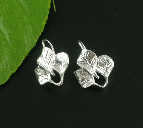 

DoreenBeads 5 Pairs SP Leaf Charm Ear Hooks 21x15mm Nickel FREE (B07173)