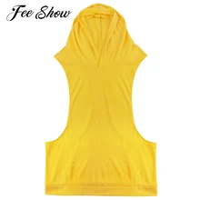 Мужская хлопковая майка без рукавов с капюшоном для фитнеса, однотонная мужская майка с узкой спинкой, городская молодежная одежда, пальто с передним карманом