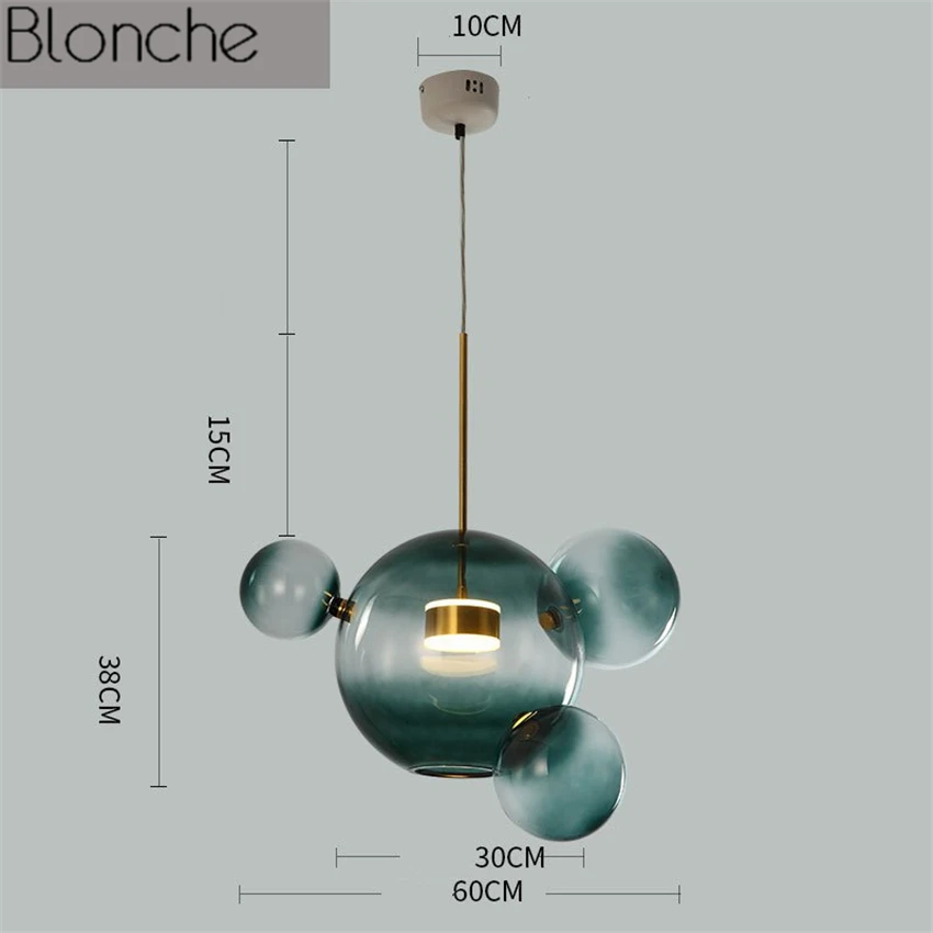 Скандинавская стеклянная подвеска «Микки мауз», светодиодный подвесной светильник в стиле лофт, подвесной светильник в виде фасоли, Подвесная лампа для дома, промышленный Декор - Цвет корпуса: Gradient blue A