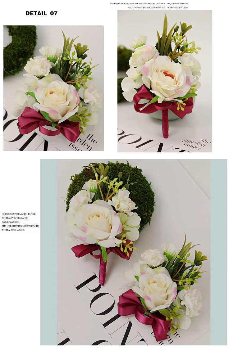 bridesmaid bracelet wedding corsage flowers roses artificial  (17)