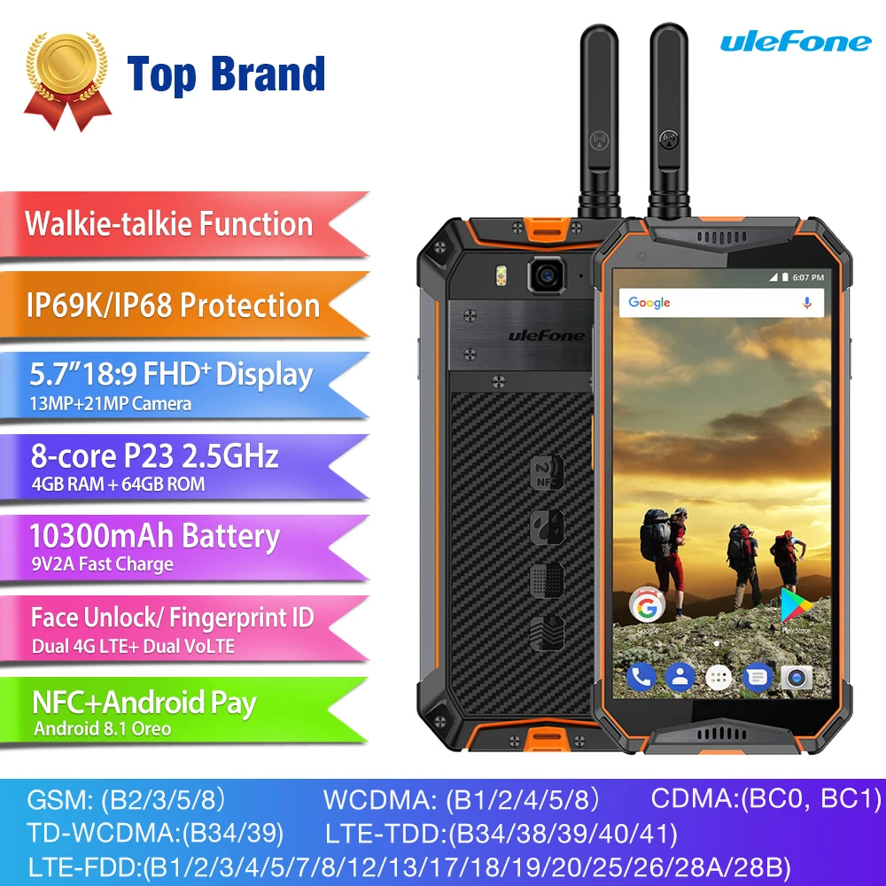 Ulefone Armor 3T смартфон с 5 7 дюймовым дисплеем процессором MT6763T ОЗУ 4 Гб ПЗУ 64 ГБ 21 МП 10030