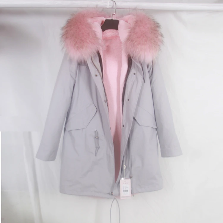 Fourrure Capuchon Vraie Chaud long Color 2016 short Veste Short Col long Gris any Rose Avec Manteau Nouveau Parka La Grand Laveur Femmes long Chien Lumière De Hiver Raton À Épais short qTHwnSBRq