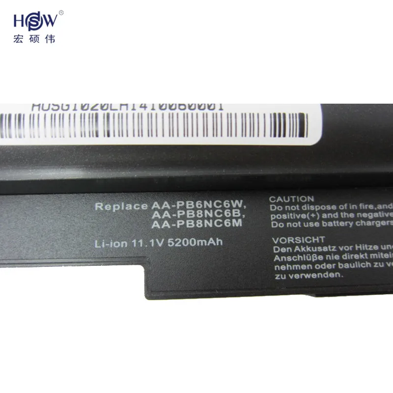 HSW 5200 мАч 6 ячеек сменный перезаряжаемый аккумулятор для ноутбука SAMSUNG N110 N120 N130 N140