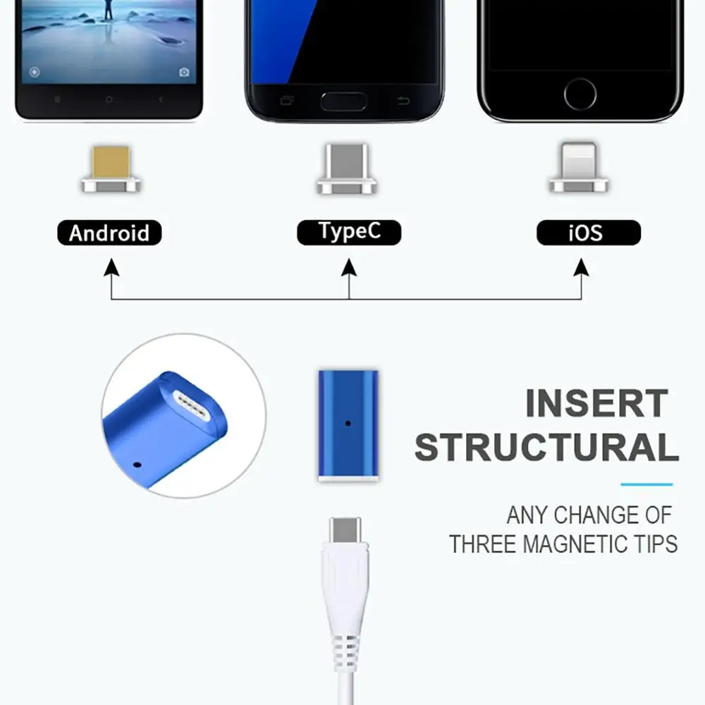 Быстрая зарядка Магнитный адаптер для Android type C Micro USB 2,0 устройство к Micro USB кабель