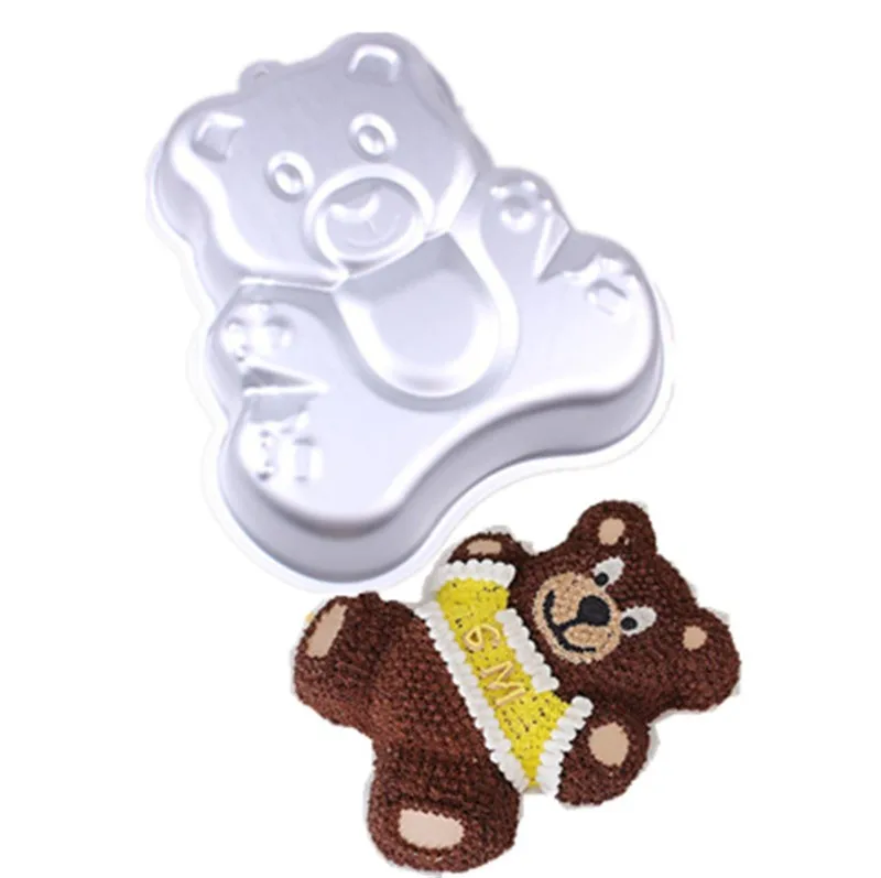 3D Cartoon Bear Fondant Cake Pans Anode Aluminum Alloy Chiffon Cake Molds DIY Western Food Baking Decorating Tools4