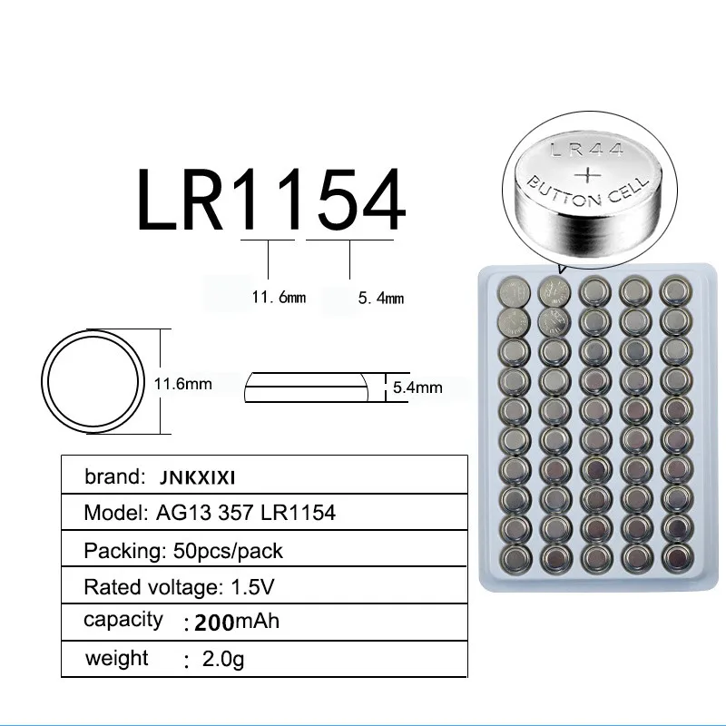 100 шт. AG13 357A A76 303 LR44 SR44SW SP76 L1154 RW82 RW42 высокий уровень громкости Кнопка сотового Батарея длительный Часы игрушки