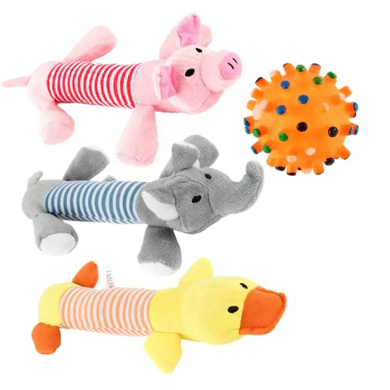

Dog Toy Pet Puppy Plush Sound Dog Toys Pet Puppy Chew Squeaker Squeaky Plush Sound Duck Pig & Elephant Toys 3 Designs