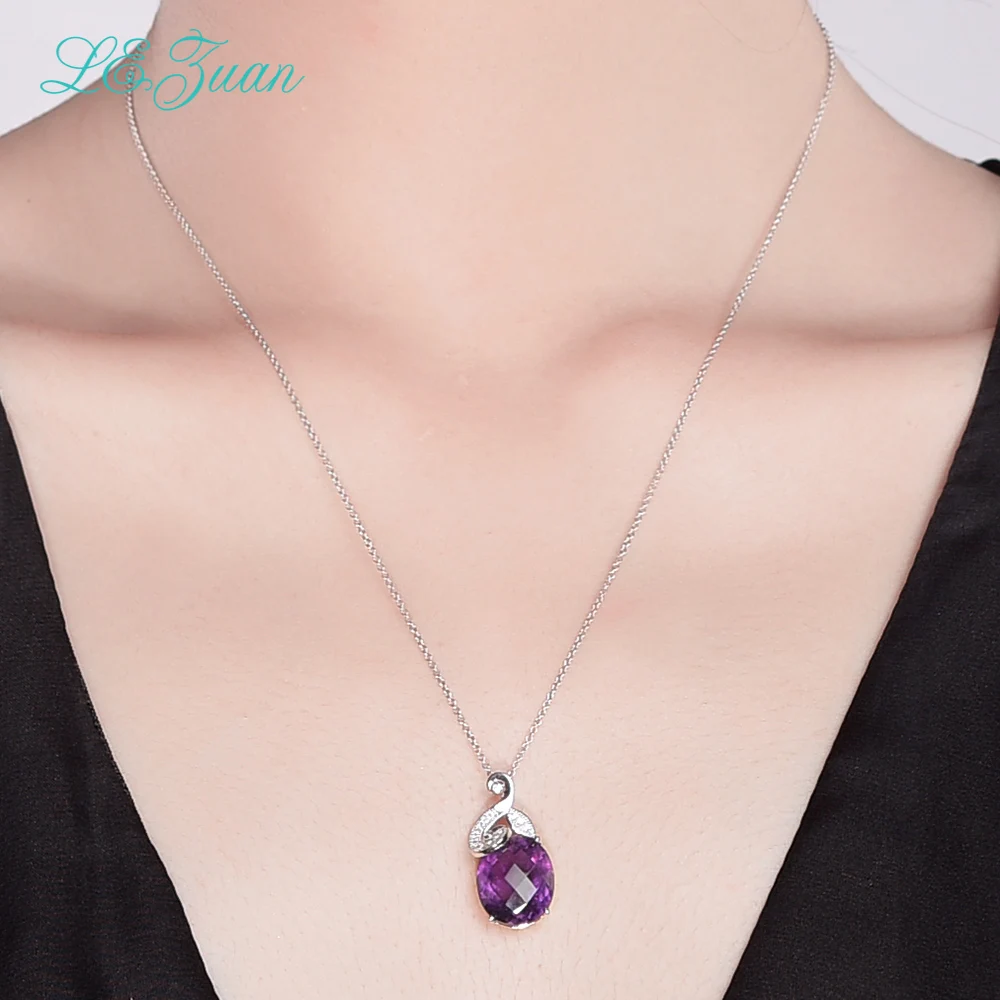 L & zuan 7.69ct натуральный аметист кулон Настоящее серебро 925 пробы ювелирные изделия