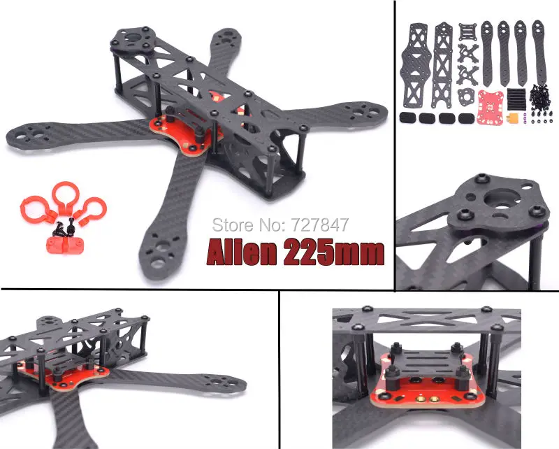Alien FPV quadcopter pure carbon Fiber 225 225mm DIY cross racing mini font b drone b