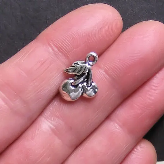 

10pcs/lot18mm x 13mm Cherry Charms Antique Silver Tone 2 Sided for diy jewelry accessories bracelet bangle findings making