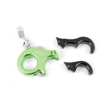 

Huntingdoor Wolf 2 Color Mach Bow String Release Aid 3/4 Fingers Closed-loop Aluminum Alloy for Compound Bow Hunting Shooting