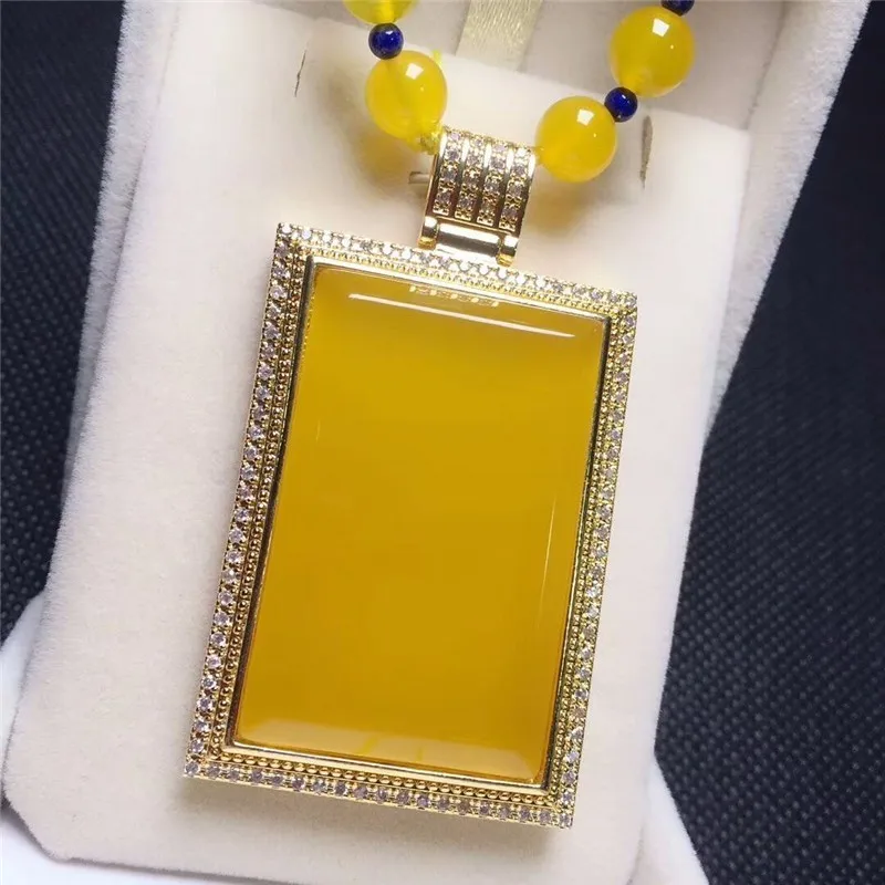 Koraba Fine Jewelry  925 Silver Inlaid Natural Chalcedony Rectangular cards Pendant Necklace Sweater Chain Gifts Free Shipping