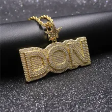 Горячая распродажа мужской хип-хоп леденец bling DON кулон из букв ожерелье s Циркон высокое качество мужской хип-хоп ожерелье Шарм ювелирные изделия