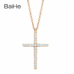 BAIHE Solid 18 К розовое золото 0.10CT сертифицированных из натуральной бриллиантами Для женщин свадебные офисные/Карьера Fine Jewelry Элегантные