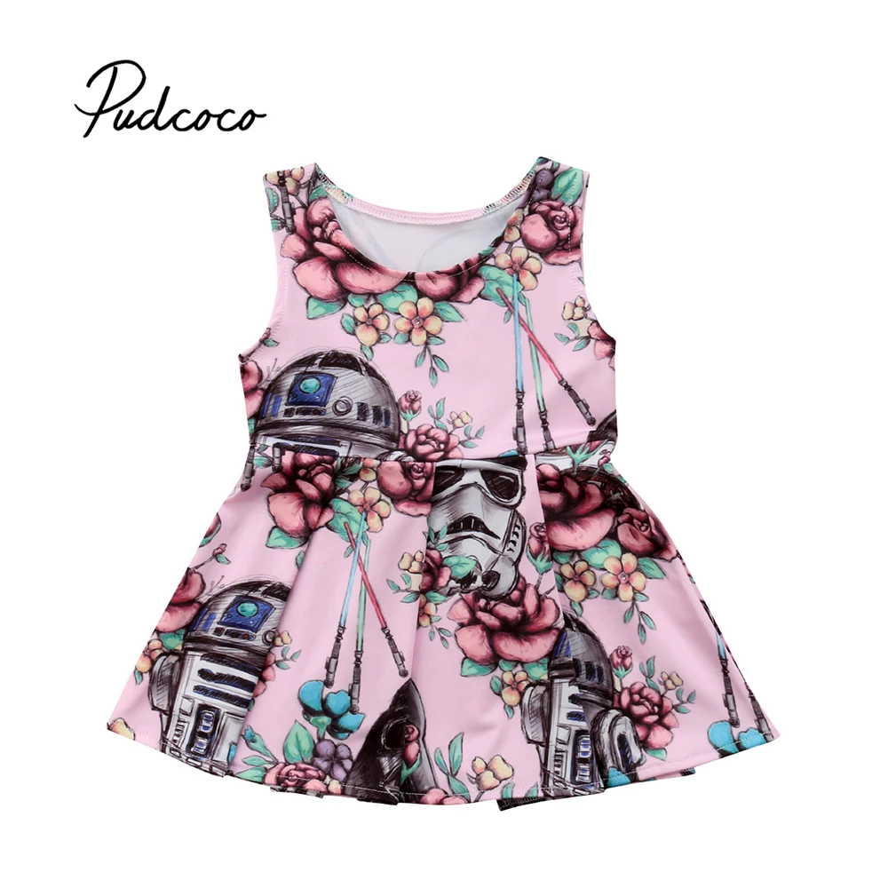 

Pudcoco 2018 Newborn Infant Baby Girl Dresses Star Wars Sleeveless Party Princess Cute Dress Sundress Clothes Outfits