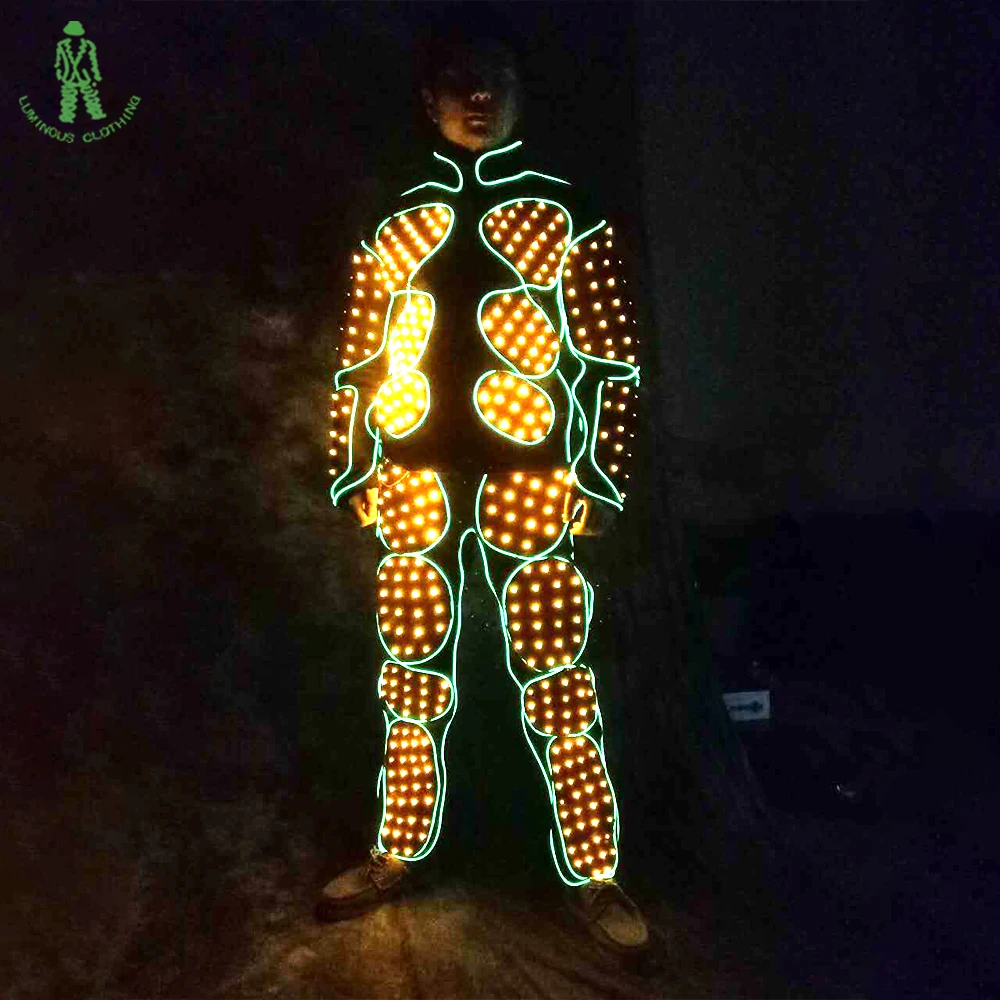 

Free Shipping ElectroLuminescent LED Lighting Suit Luminous Costume For Club Stage Party Show Dancing Clothing Stage Performance