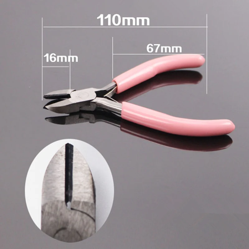 

1Pc Pink Rubber Mini Diagonal Steel Pliers Jewelry DIY Making Tool 110mm