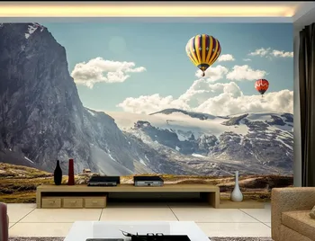 

3d wallpaper for room Snow Mountain Hot Air Balloon Modern Simple Backdrop Wall mural 3d wallpaper