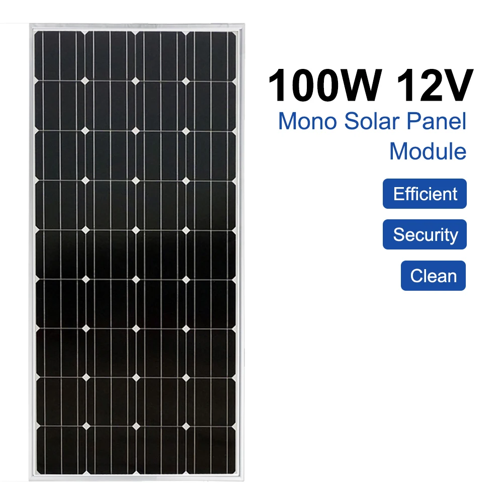 

2019 100W Monocrystalline Solar power Panel charge for 12V Battery RV Boat , Car, Home Solar Power panel system 100W 18V panel
