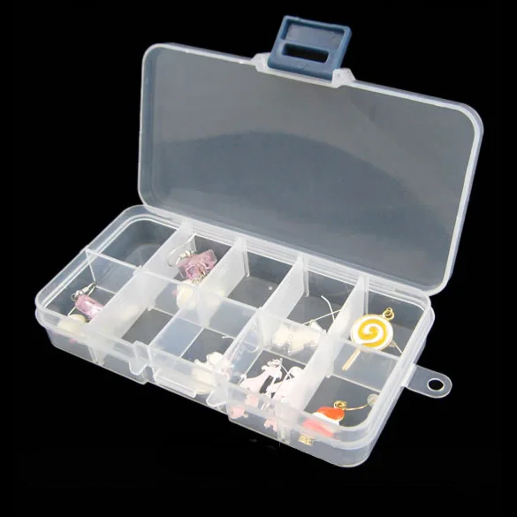 Cheap DIY Wholesale 10 cells Plastic lots Adjustable Jewelry Storage Box Case Craft Organizer Beads Container for Designer