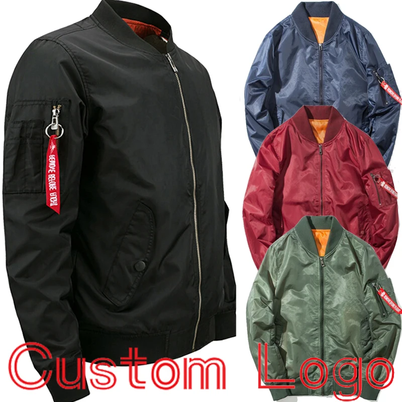 Embroidery Print Women Men Bomber Jacket Custom Logo Pilot