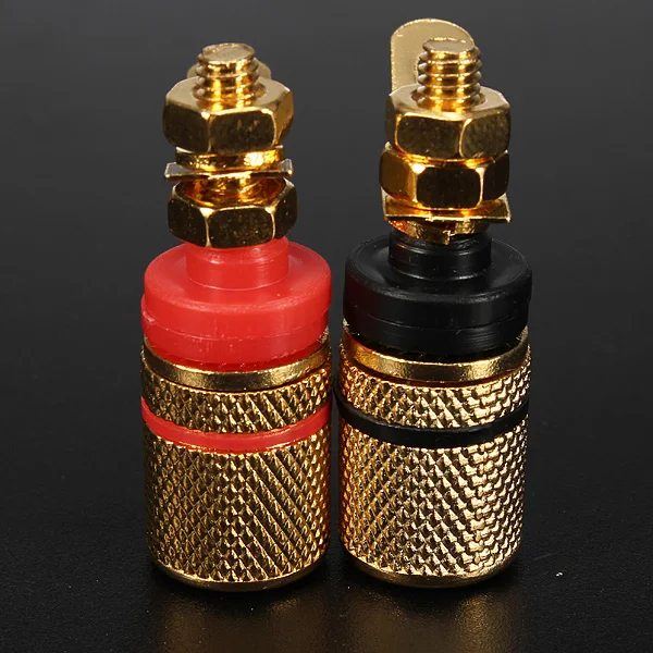 

2pcs Gold Plated Amplifier Speaker Terminal Binding Post Banana Plug Socket Connector Suitable for 4mm banana plugs