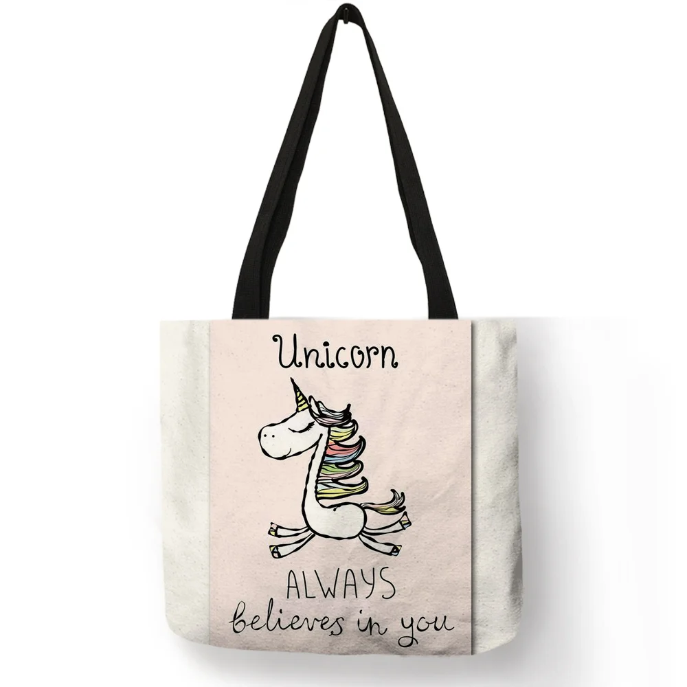 

Floral Unicorn Print Handbags for Women 2018 Girls School Shoulder Bags Large Capacity Shopping Traveling Bags 40 x 40 CM